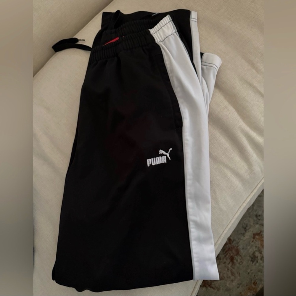 Puma Black & White Side-Stripe Joggers Pants workout gear